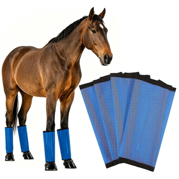 Horse Fly Boots Set of 4 – Fine Mesh Fly Leggings for Horses, Loose Fitting & Non-Slip, Breathable Natural Air Flow, Reduces Stomping from Horsefly Nuisance