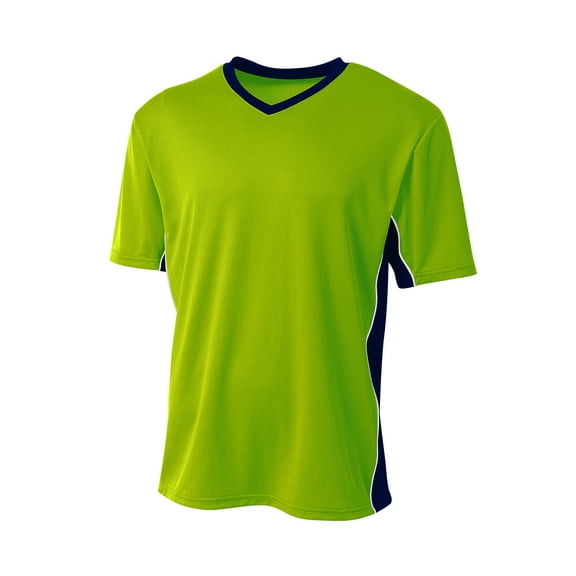 A4 N3018 Mens Liga Soccer Jersey - Lime/Navy - XL