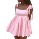 thumbnail image 5 of Mini vestido informal de verano para mujer de VISgogo, vestido corto con tiras y tirantes de Color sólido, vestido corto de moda para vacaciones en la playa VISgogo moda, 5 of 8