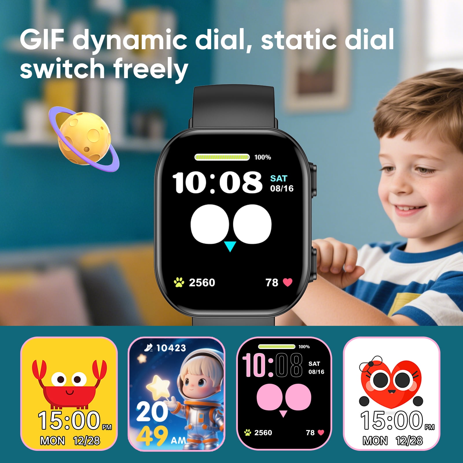 Mingdaln Kids Smart Watch Gift for Age 5-12, 13 Games HD Touch Screen Watches with Music Player Pedometer Flashlight 12/24 hr Educational Toys Birthday Gifts for Ages 7 8 9 10