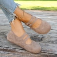 thumbnail image 4 of Khaki Women'S Casual Loafers Moccasin Shoes Slip-Ons Round Toe Double Buckle Comfortable Low Heel Flat Driving Shoes 0.92 Lb, 4 of 9