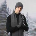 thumbnail image 2 of Ediodpoh Double Layer Knit Hat Scarf and Gloves Set Thick Warm Windproof Ear Protection Three Piece Grey, 2 of 3