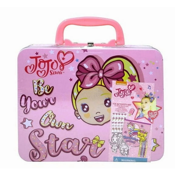JoJo Siwa Rectangle Tin Box Art Set – Stationery Kit with Sketch Pad, Markers, Stickers & More – Perfect Creative Gift for Kids