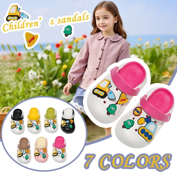 CAIXIA Garden Shoes For Girls Girls Summer Sandals Cute Cartoon EVA Outdoor Beach Slippers For Children Toddler And Kids Casual Walking Footwear,Yellow