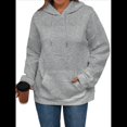 thumbnail image 3 of Sudadera Informal con Capucha de Jacquard Texturizado para Mujer, Sudadera Holgada de Larga de Color Liso Y2K con Bolsillos. Gris L, 3 of 10
