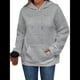 thumbnail image 3 of Sudadera Informal con Capucha de Jacquard Texturizado para Mujer, Sudadera Holgada de Larga de Color Liso Y2K con Bolsillos. Gris XL, 3 of 10