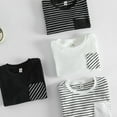 thumbnail image 3 of Mercatoo Baby Boys Cute Striped T-Shirt Kids Girls Long Sleeve Crewneck Pullover Sweatshirt Pocket School Basic Top, 3 of 7