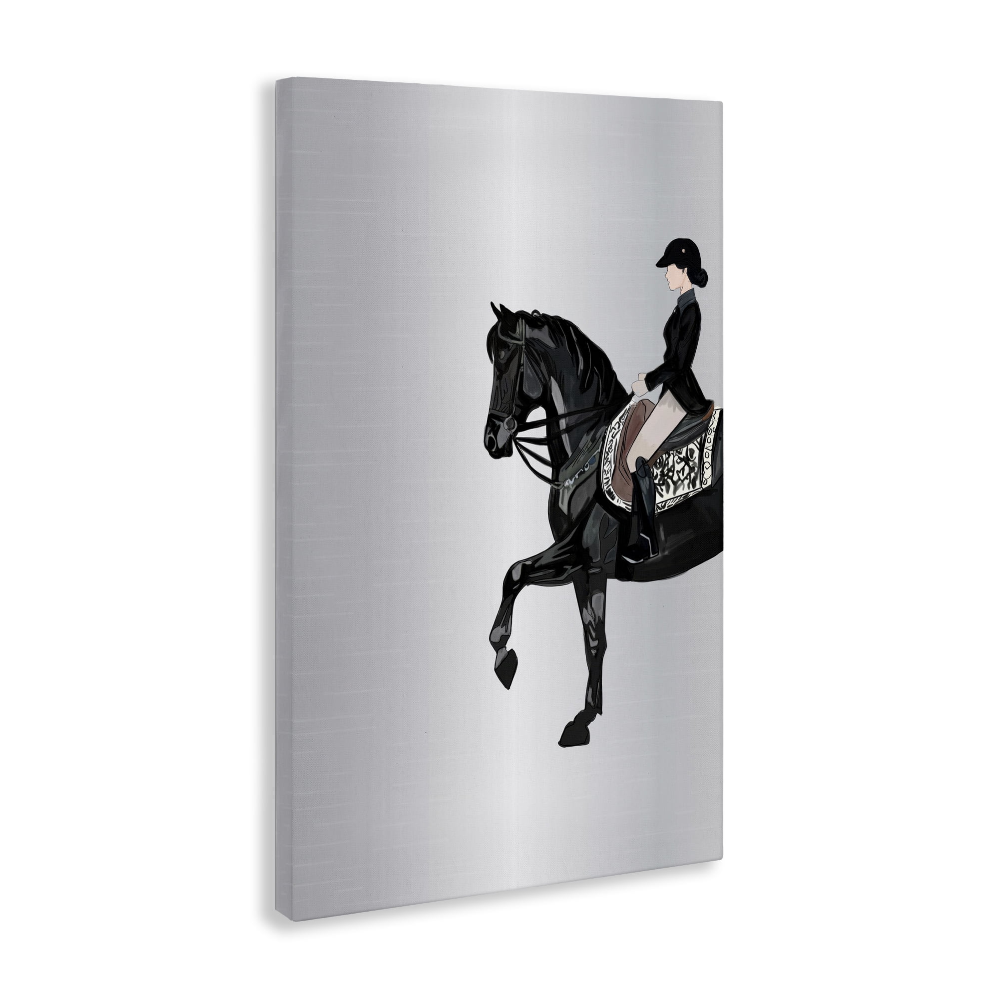 Stupell Industries Silver Rider Jockey Animals & Insects Painting Gallery Wrapped Canvas Art Print Wall Art, 24 x 36