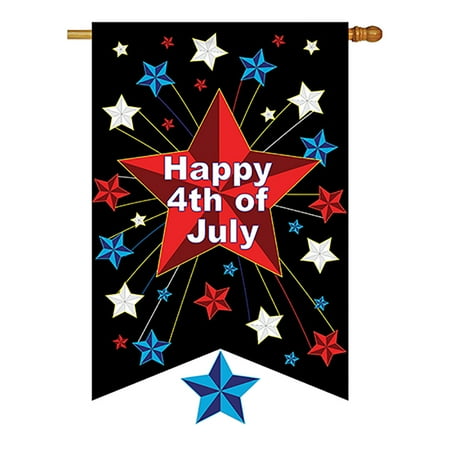 Two Group - Night Fest Americana - Seasonal Fourth of July Applique Decorative Vertical House Flag 28" x 40"