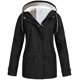 thumbnail image 2 of Chaqueta de lluvia de lana forrada para mujer, impermeable con capucha para invierno al aire libre, chaquetas de esquí cálidas para la nieve para mujer, Color sólido, 2 of 4