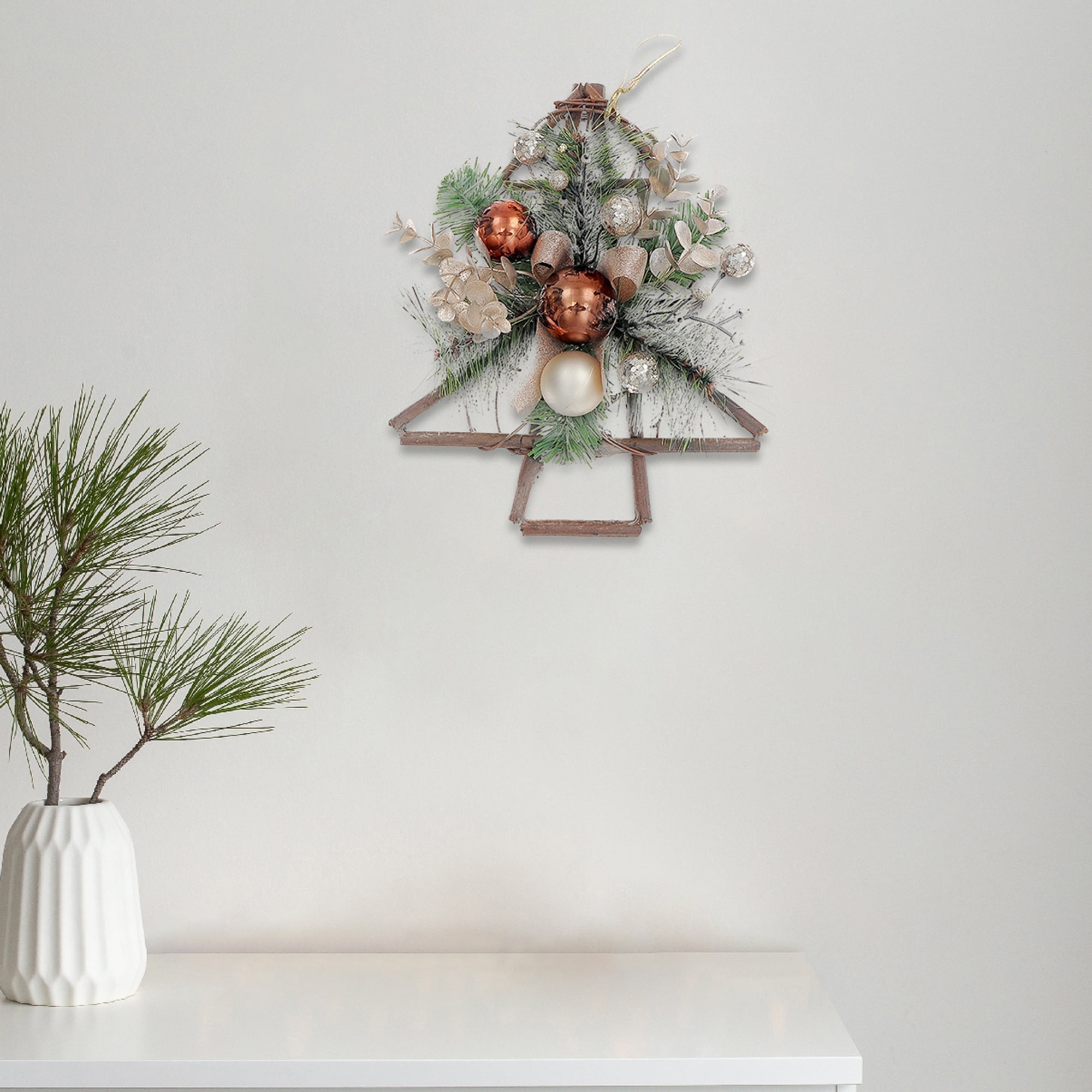 12" Rattan Tree Pine Hanging Décor - Set of 2