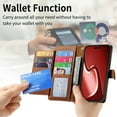 thumbnail image 3 of for Samsung Galaxy S25+/S25Plus Leather Phone Case Wallet Zipper Pocket Pouch Folio Flip Cover Kickstand, Multi Anti-theft Card Holder Cash Slot, Double Magnetic Buckle, Wrist Lanyard, 3 of 8