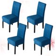 thumbnail image 3 of ORDDIART 4Pcs Computer Chair Covers Stretch Dark Blue Polyester Spandex Spill Resistant For Office Party Meeting, 3 of 7