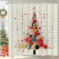 thumbnail image 4 of Cinvoph 59"x71" Christmas Shower Curtain Xmas Tree&Star Holiday Bathroom Decor, Washable Durable Bath Curtain, Festive Winter Bathroom Curtains Decoration, 4 of 6