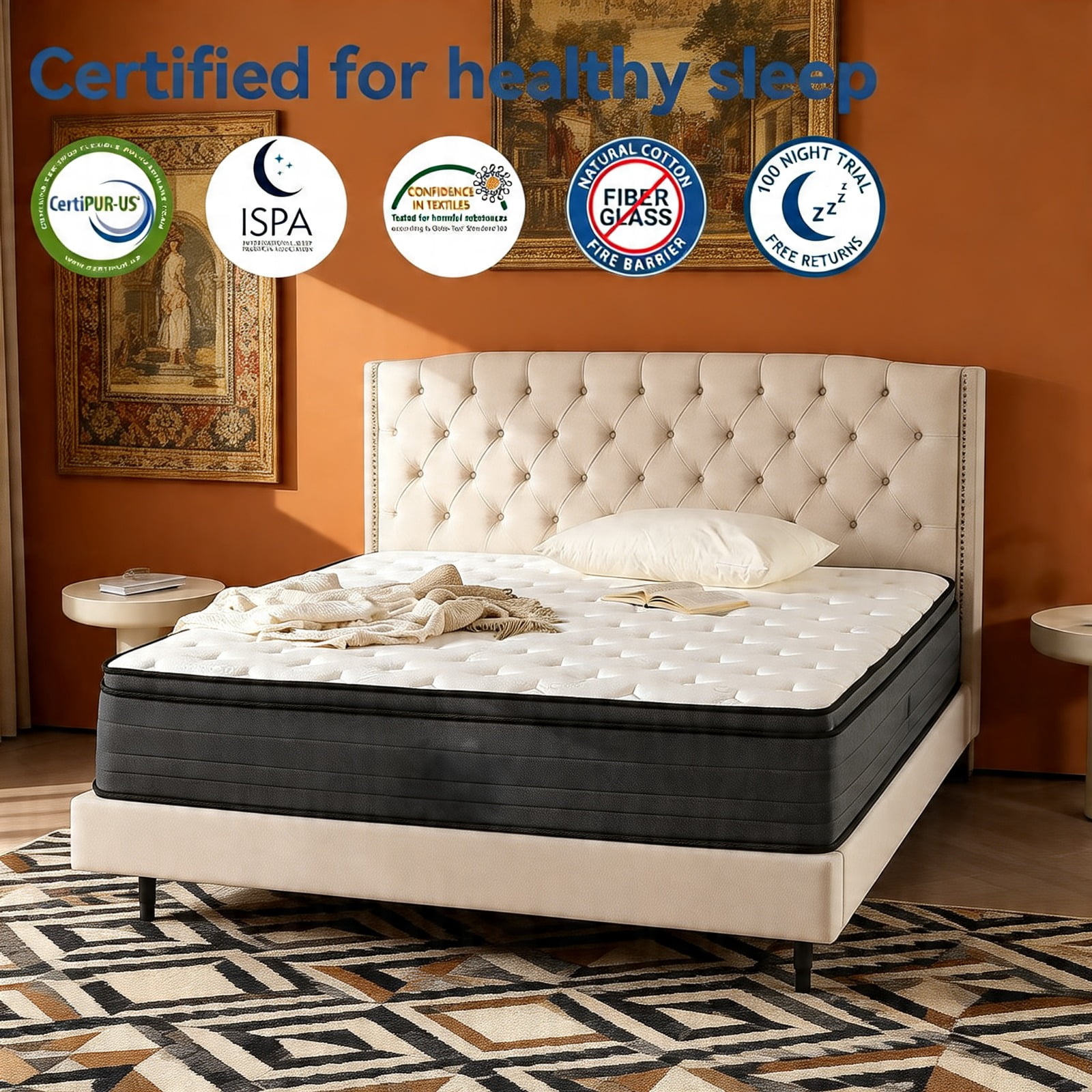 14 inch Full Size Mattress, Gel Memory Foam Euro Top Hybrid Mattresses, Medium Firm, Bed in a Box, Certipur-US & Oeko-Tex Certified, Pressure Relief, Motion Isolation