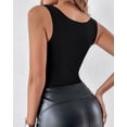 thumbnail image 4 of CHICME Womens Tank Tops With Built In Bras U-Neck Sleeveless Vest Elastic Slim Fit Shapewear Camisole Black-L, 4 of 9
