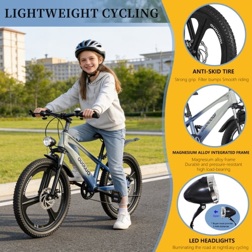 imerelez 20 Inch Mountain Bike for Ages 6-12 - 7-Speed Steel Frame, Dual Disc Brakes, 20x1.75" All-Terrain Tires, 4 Color Options,Blue