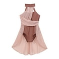 thumbnail image 4 of CHICTRY Big Girls Ruched Lyrical Ballet Dance Dress Contemporary Dance Costume Dusty Pink 8, 4 of 7