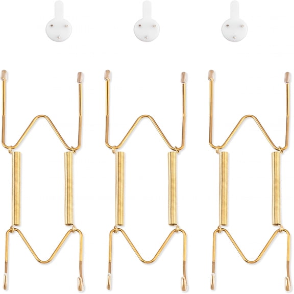 CCOCC 3 Pack Plate Hangers for The Wall, Suitable for 6-8 inch Art Plate, Stainless Steel Invisible Heavy Duty Wire Plate Holder with Wall Hooks, Plate Hangers for Displaying Plates, Platter, Dish