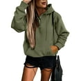 thumbnail image 2 of Aayomet Hoodies for Women Sweatshirt Pocket Hooded Strap Long Sleeve Loose Top (Green, S), 2 of 5