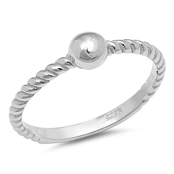 Rope Bead Ball Ring .925 Sterling Silver Thin Toe Band Jewelry Female Male Unisex Size 2.5