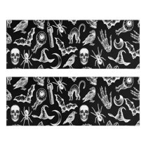 Kitchen Rugs Sets Of 2,Black Gothic Skull Bat Pattern Anti Fatigue Kitchen Mat Rugs Non Slip Washable,Decorative Kitchen Floor Mats for Kitchen,Sink,Laundry,17"X47"
