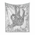 thumbnail image 1 of Sloth Soft Flannel Fleece Throw Blanket, Outline Drawing of Sloth in Jungle Zoo Animal with Ornamental Details and Flowers, Cozy Plush for Indoor and Outdoor Use, 60" x 80", Black White, by Ambesonne, 1 of 6