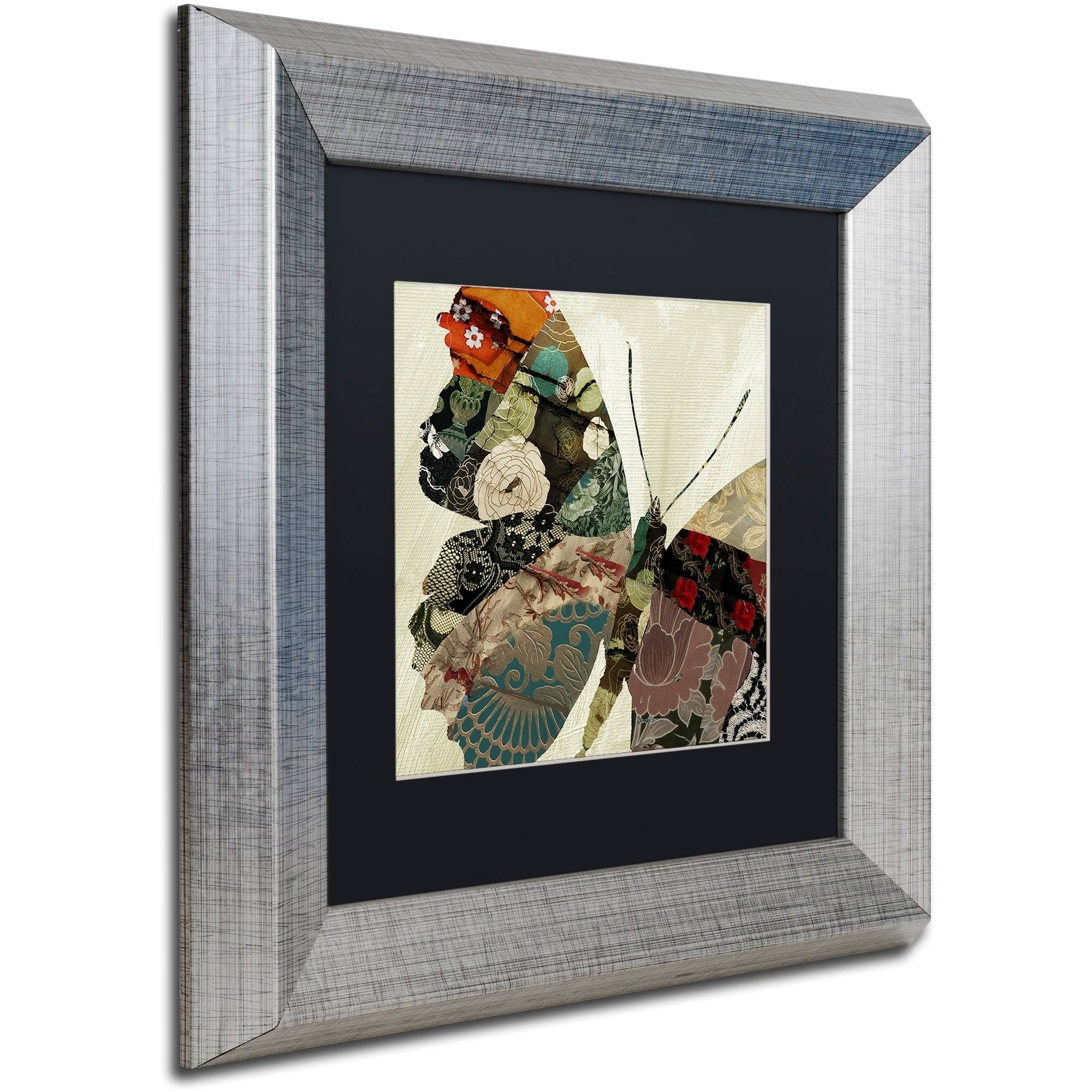 Trademark Fine Art "Butterfly Brocade III" Canvas Art by Color Bakery Black Matte, Silver Frame