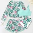 thumbnail image 2 of FFENYAN Girls 4-Piece Swimsuit Set with Green Floral Print - Long Sleeve Cover-Up Swim Top and Bottoms for 8-12 Y - Perfect for Beach and Pool Adventures, 2 of 9