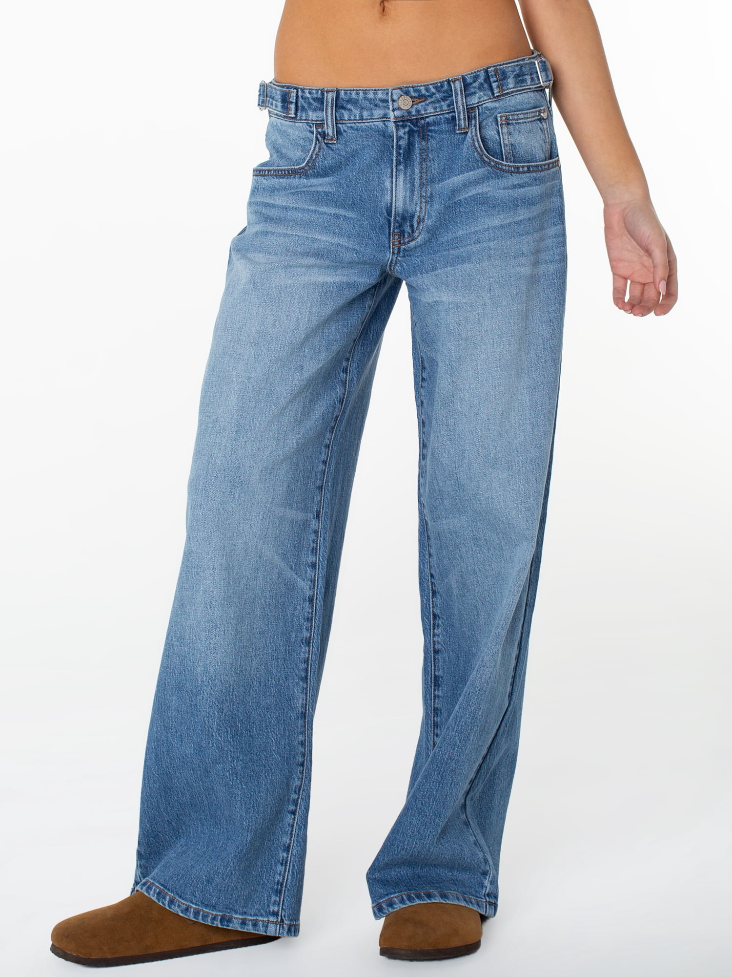 Celebrity Pink Women's and Women's Plus Wide Leg Baggy Jeans with Tab Waist, Sizes XS-4X
