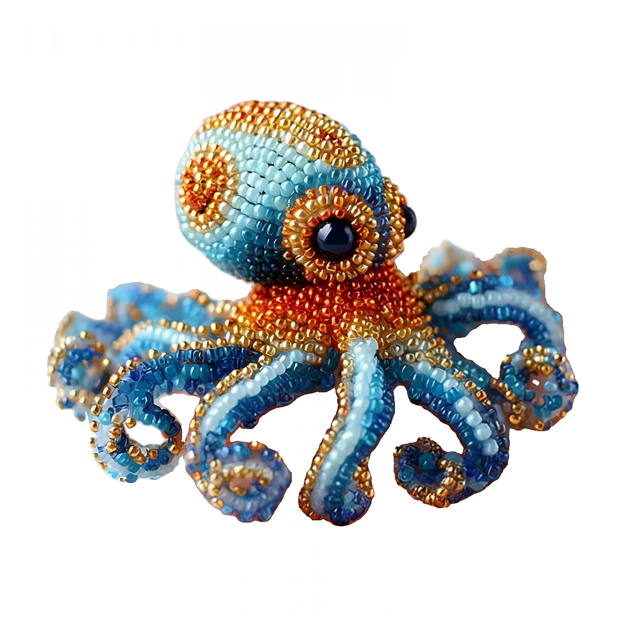 CCOCC 2026 New Octopus Bead Embroidery Kit 3D Ocean Animals Diy Beadwork Craft Kit for Beginners Adults Beaded Ornament Art Supplies&Gift Handmade Gifts Starter Embroidery Set for Craft Lovers