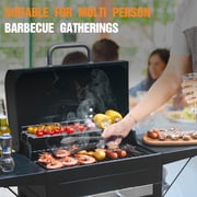 MASTER COOK Charcoal Grill with Two Side Tables, BBQ Grill for Outdoor Picnic Backyard Patio and Parties, Black