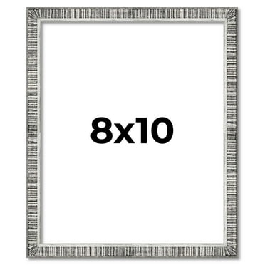 8x10 Frame Silver Grey Distressed Solid Wood Picture Frame | 0.75 Inch Moulding Width | Interior