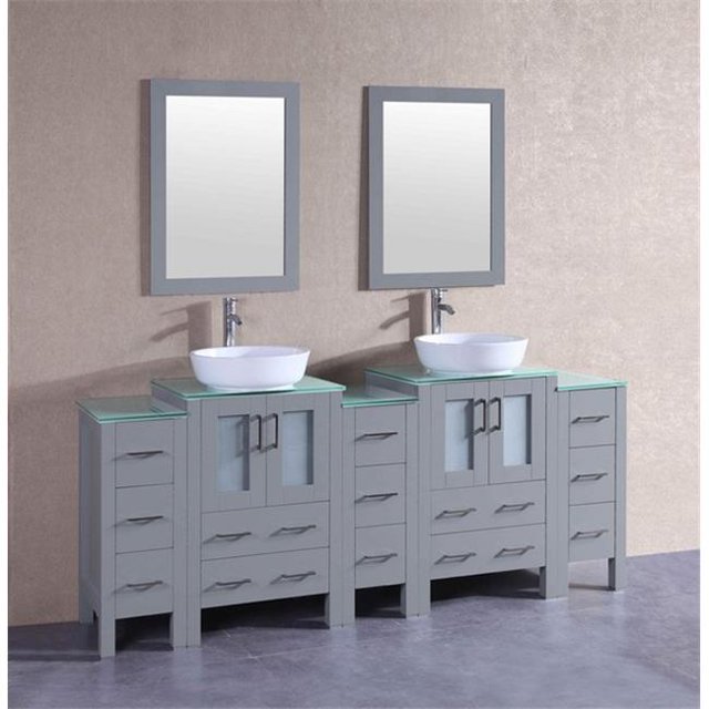 Mercury Import Group AGR224BWLCWG3S 84 in. Bosconi Double Vanity Set - Gray