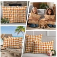 thumbnail image 5 of Orange Plaid Fall Outdoor Waterproof Pillow Covers, Thanksgiving Checkered Modern Buffalo Decorative Square Throw Pillowcase Sofa Cushion Sham for Patio/Couch/Chair, 24"x24" 2 Pack, 5 of 8