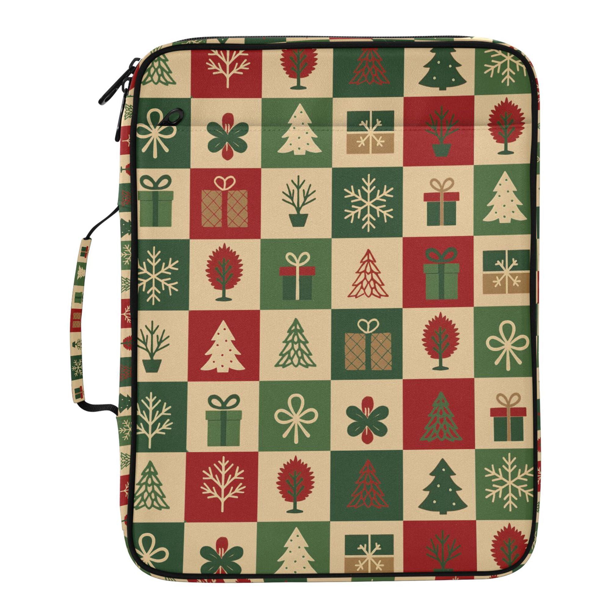 FORMRS Accordion File Folder A4 Size 7-Pocket Expanding Document Organizer Bag with 3 Ring Binder, Christmas Plaid Pattern