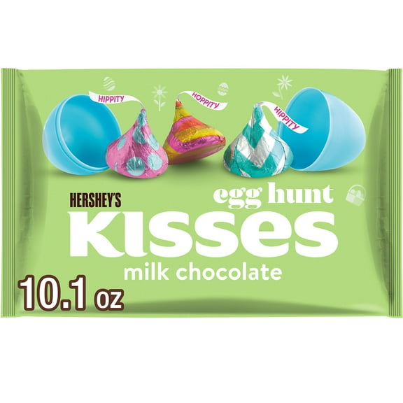 Hershey`s KISSES Milk Chocolate Egg Hunt, Easter Candy Bag, 10.1 oz