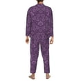 thumbnail image 5 of Kll Retro Florals Purple Sleepwear Mens Flannel Pajamas,Long Cotton Pj Set, 5 of 9