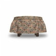 thumbnail image 4 of Geometric Ottoman Cover, Floral Old Display, 2 Piece Slipcover Set with Ruffle Skirt for Square Round Cube Footstool Decorative Home Accent, Standard Size, Multicolor, by Ambesonne, 4 of 5