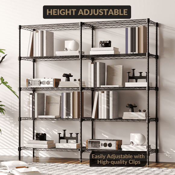 GloryStar Heavy Duty 5-Tier Storage Rack, Adjustable Metal Shelving Unit, 150 x 35 x 150 cm, 450kg Capacity, Easy Assembly for Garage, Warehouse, Kitchen