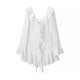 thumbnail image 2 of HH TRAF Vestido corto femenino de verano con volantes, elegante, irregular, liso, de manga larga, con capas y escote en V, 2 of 5