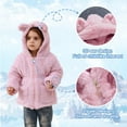 thumbnail image 3 of Kids Girls Winter Warm Coats Jacket Clothes Outwear Overcoat Ear Hooded Faux Fur Thicken Fleece Toddler, 3 of 5