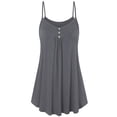 thumbnail image 3 of Uhndy Summer Women Tank Top Button V Neck Casual Loose Solid Sleeveless T-Shirt Plus Size Tee Tops Gray 5XL, 3 of 3
