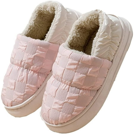 

CoCopeaunt Women Men Fashion Check Checkboard Soft Warm House Slippers Fluffy Faux Fur Plush Anti-skip Wrap Heel Home Shoes Indoor Outdoor