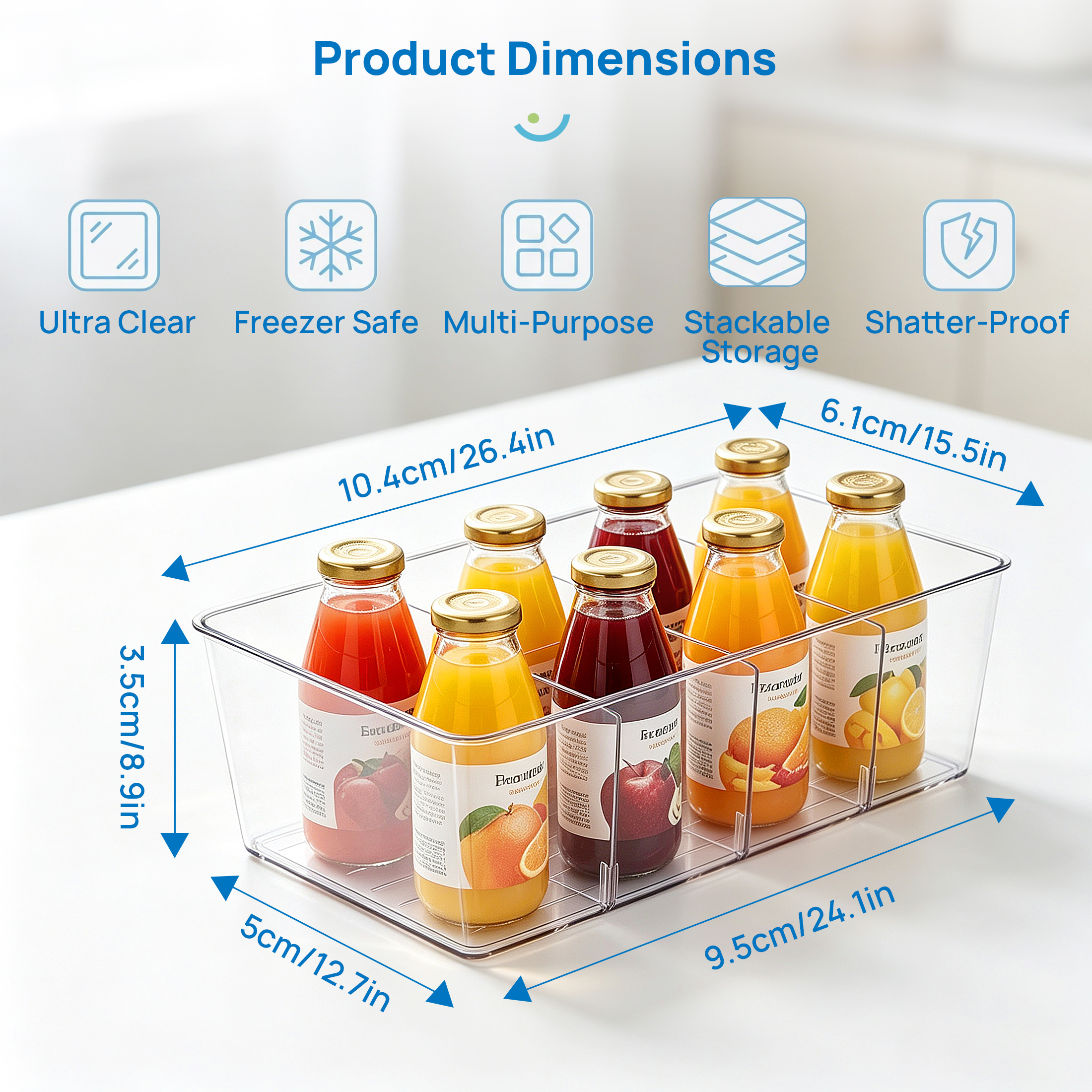 Sindcom 4-Pack Clear Plastic Food Storage Organizer Bins photo 3