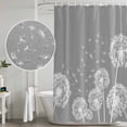 thumbnail image 4 of Polyester Fabric White Dandelion Shower Curtain, Spring Plants Flowers Vintage Gray Waterproof Bathtub Curtain Bathroom Decor Set with Hooks 66 x 72 Inches, 4 of 6