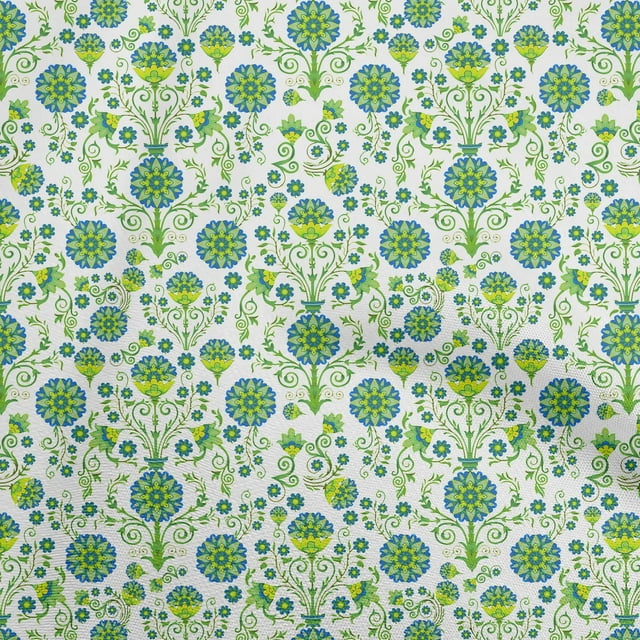 oneOone Cotton Flex Green Fabric Florals Sewing Craft Projects Fabric Prints By Yard 40 Inch Wide
