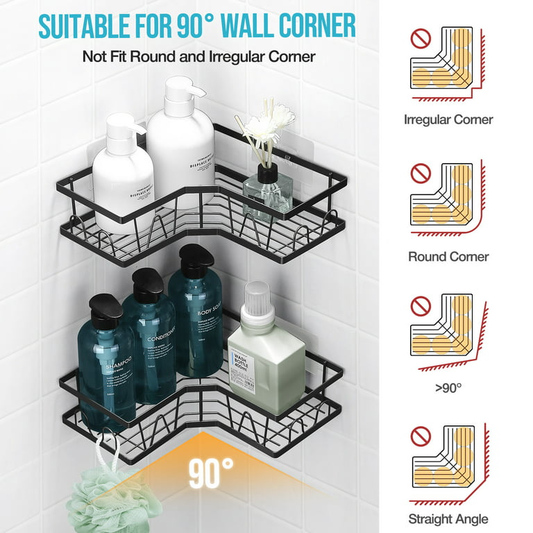 Livhil Shower Caddy Corner, Shower Shelves 3 Pack, Adhesive Shower