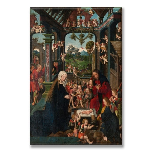 Cuadro Canva Listo Para Colgar Tipo Galería La Adoración Del Niño Jesús 40X60 cm