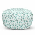 thumbnail image 1 of Flower Pouf Cover with Zipper, Pattern with Flower Stems Blooming Springtime Simple Design Art Print, Soft Decorative Fabric Unstuffed Case, 30" W X 17.3" L, Pale Blue Teal White, by Ambesonne, 1 of 5